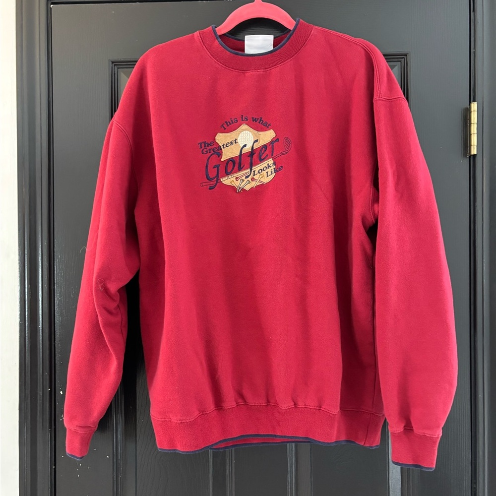 5/$25 - Classic Red Golfer Crewneck Pullover Sweatshirt